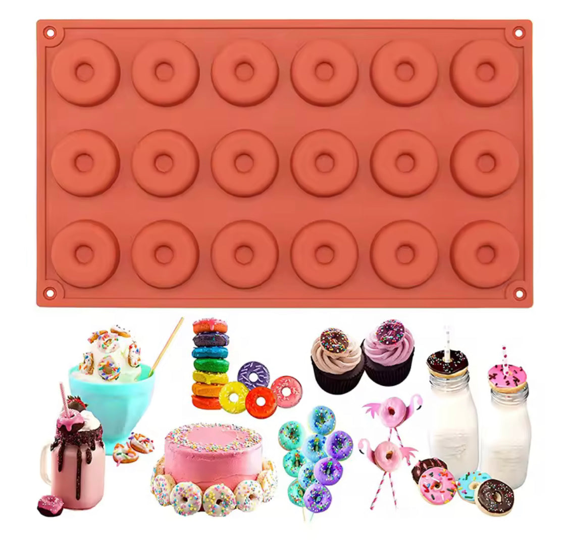 Mini Silicone Donut Chocolate Molds, 18 Grids 3D Silicone Donuts Molds, Pastry Decorating Molds Mini Silicone Donut Chocolate Molds, 18 Grids 3D Silicone Donuts Molds, Pastry Decorating Molds